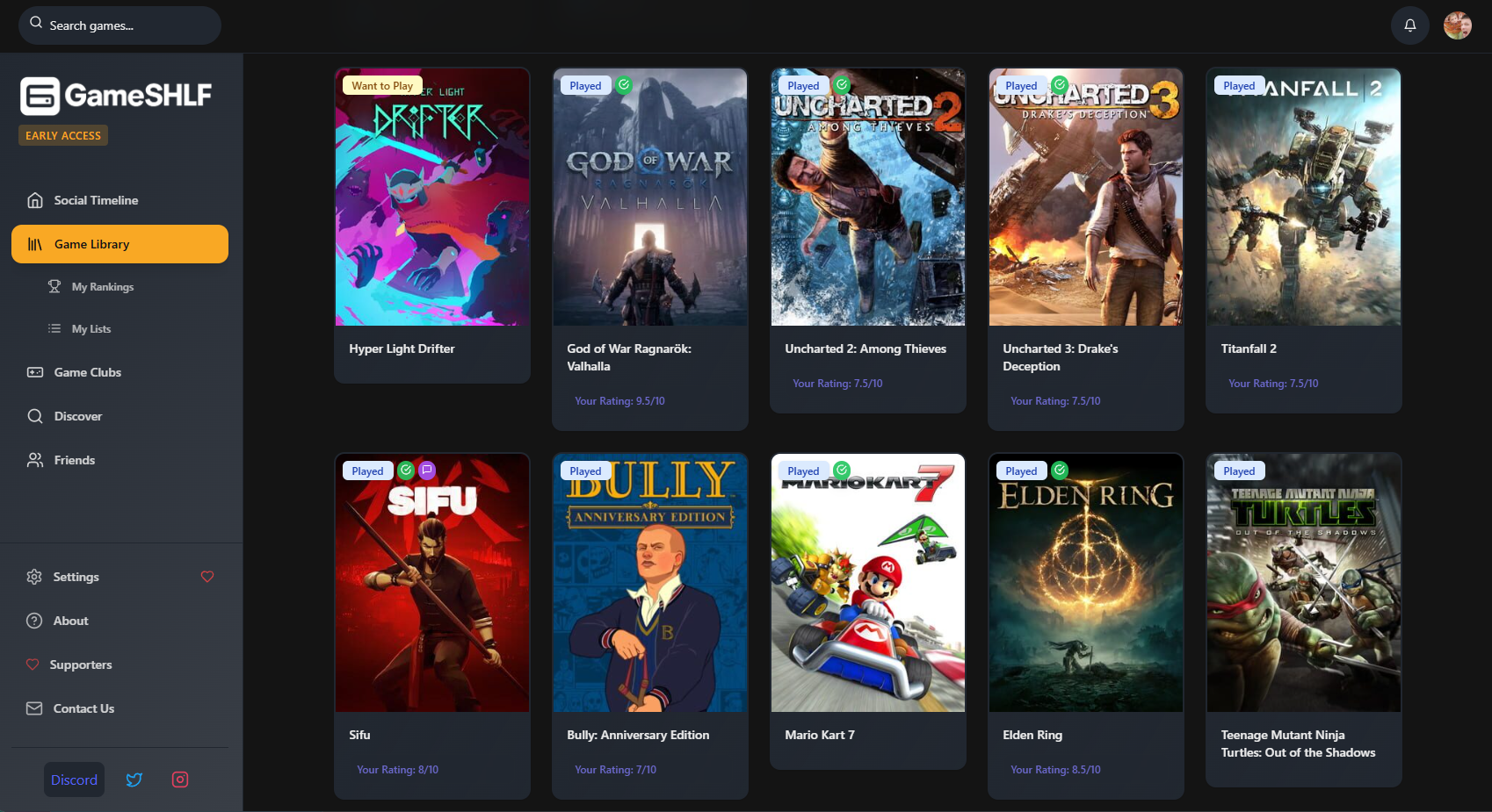 Gaming backlog collection showing various video game titles